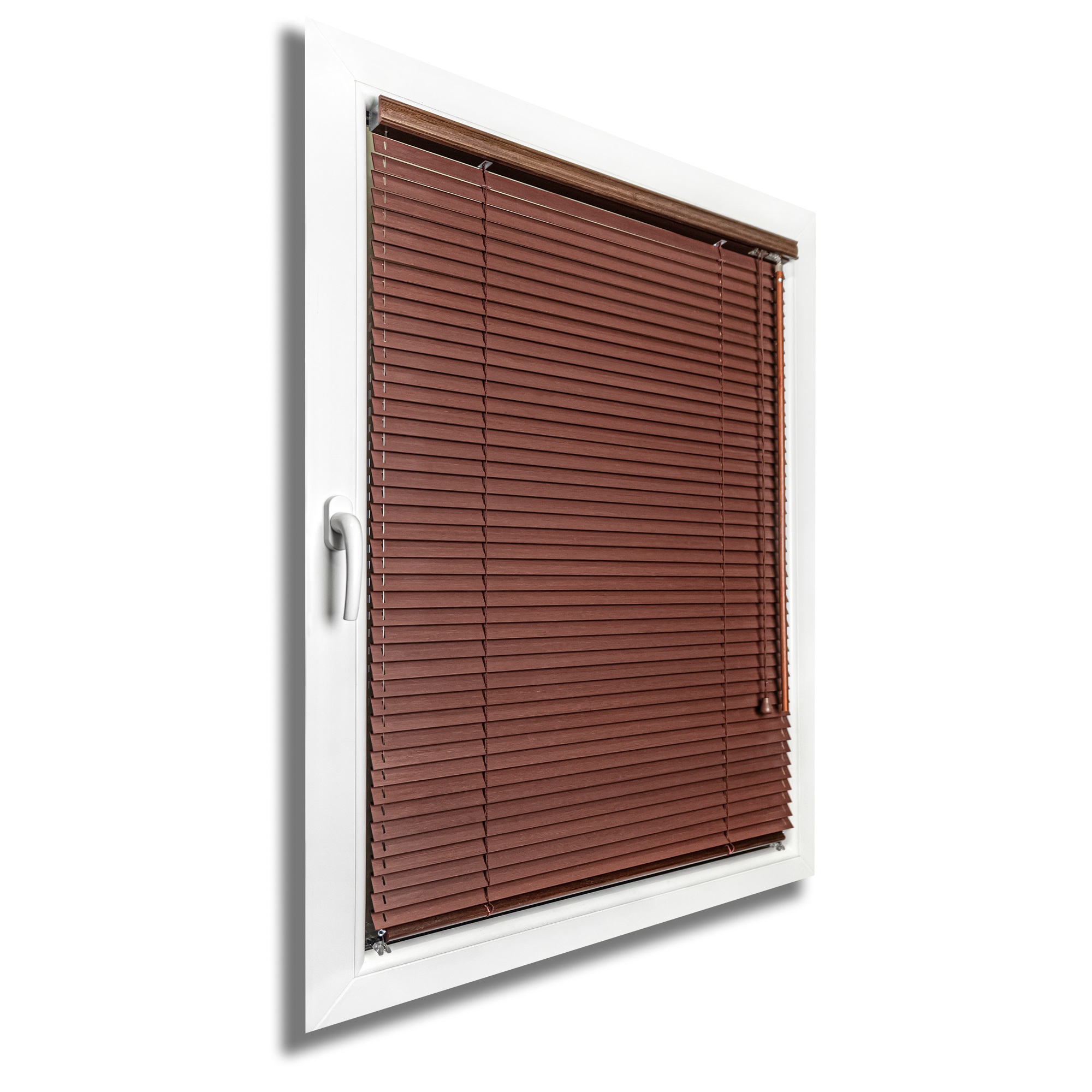 Żaluzja Bambusowa – kolor Daktyl – odcienie brązu, wiśnia, mahoń, teak – CLICKY® Flip 25 mm