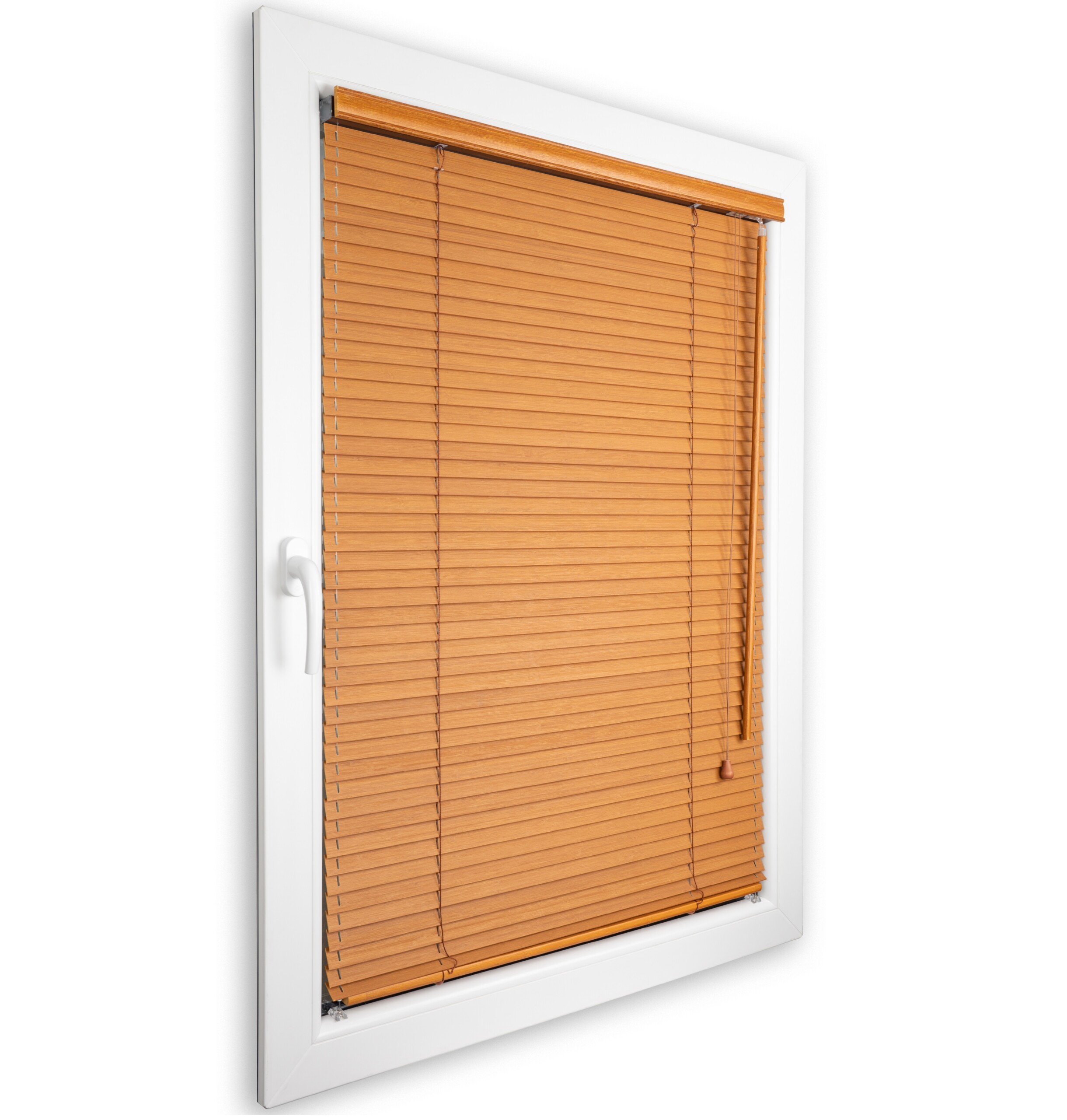 Żaluzja Bambusowa – kolor Sezam – odcienie brązu, klon, mahoń, dąb – CLICKY® Flip 25 mm