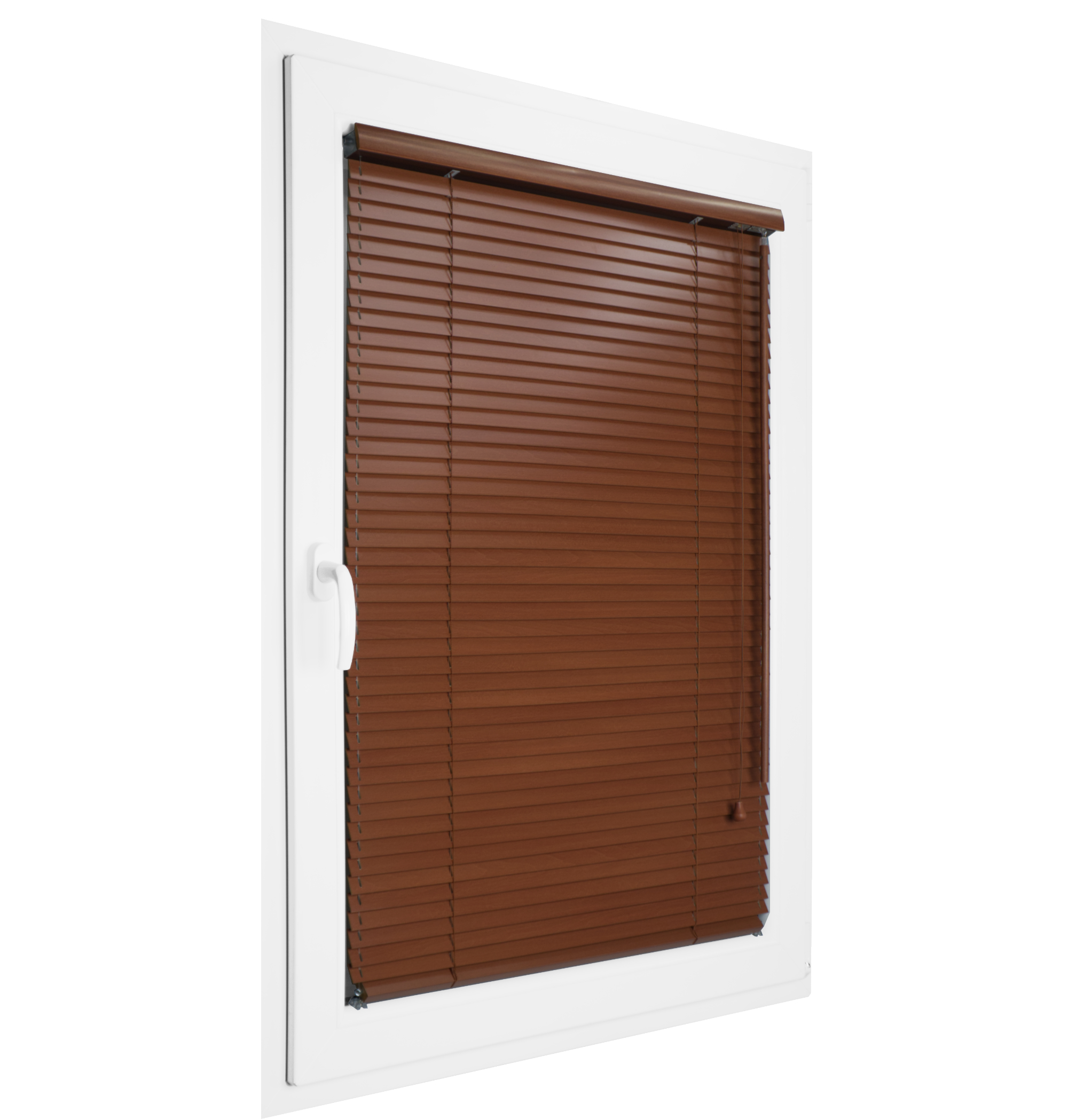 Żaluzja Lipowa – kolor Szafran – odcienie brązu, wiśnia, mahoń, teak – CLICKY® Flip 25 mm
