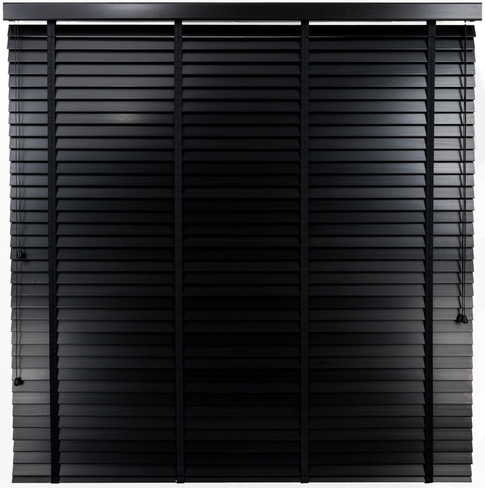 Żaluzja z drewna Abachi – kolor Porter – czarny – CLICKY® Flip 50 mm
