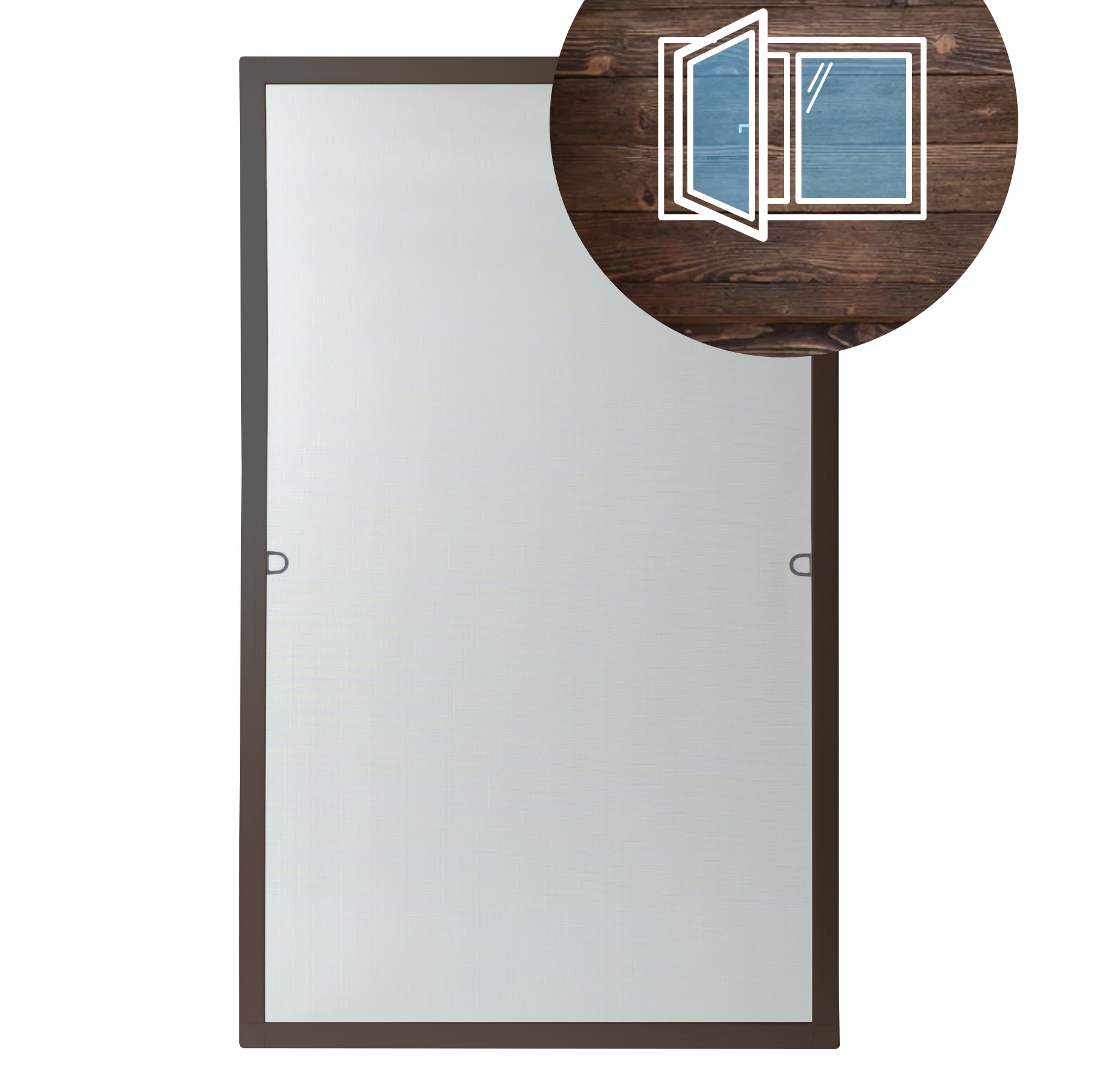 Moskitiera ramkowa do okien drewnianych – kolor Ciemnobrązowy – aluminium ekstrudowane – CLICKY® Buzz Wood